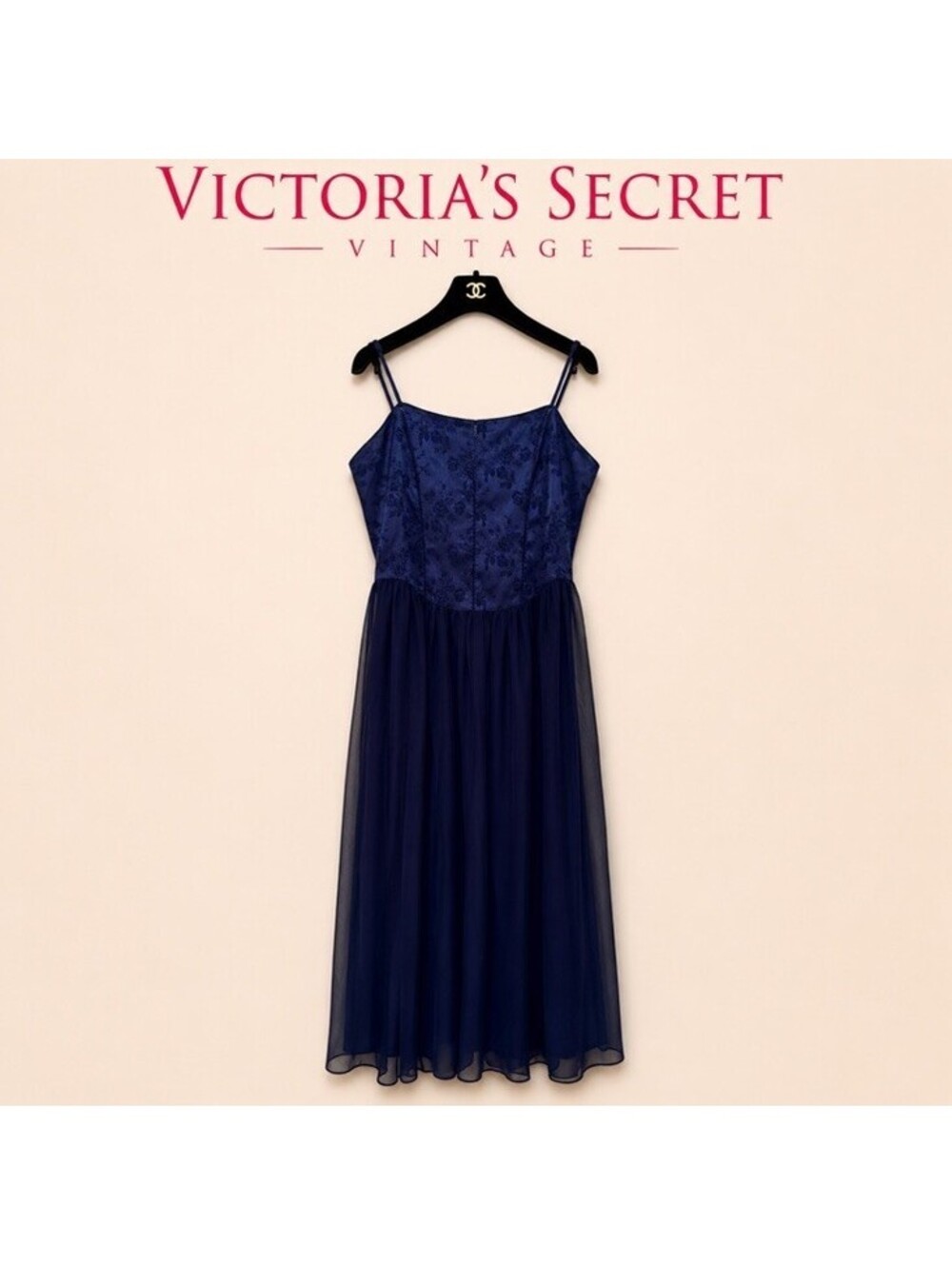 VTG Y2K Victoria’s Secret Jacquard Sheer Lace Up Maxi Lingerie Dress Size Medium